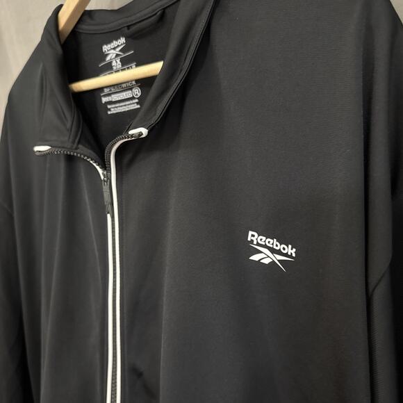 Reebok Track Jacket Identity Black White Back Vector Reecycled Speedwick Size 4X - Picture 4 of 13